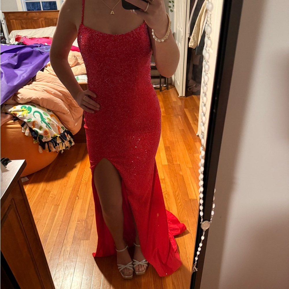 Elegant Red Sequin Gown